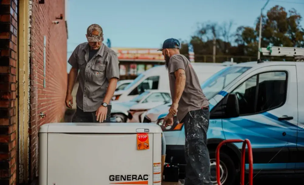 Roland Black technicians repairing a Generac standby generator in Gastonia, NC Roland Black technicians repairing a Generac standby generator in Gastonia, NC